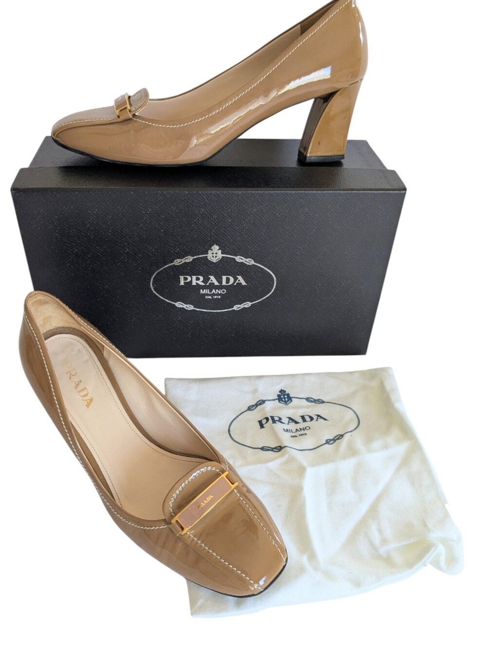 Prada Calzature Donna Patent Leather Shoes Size 38.5